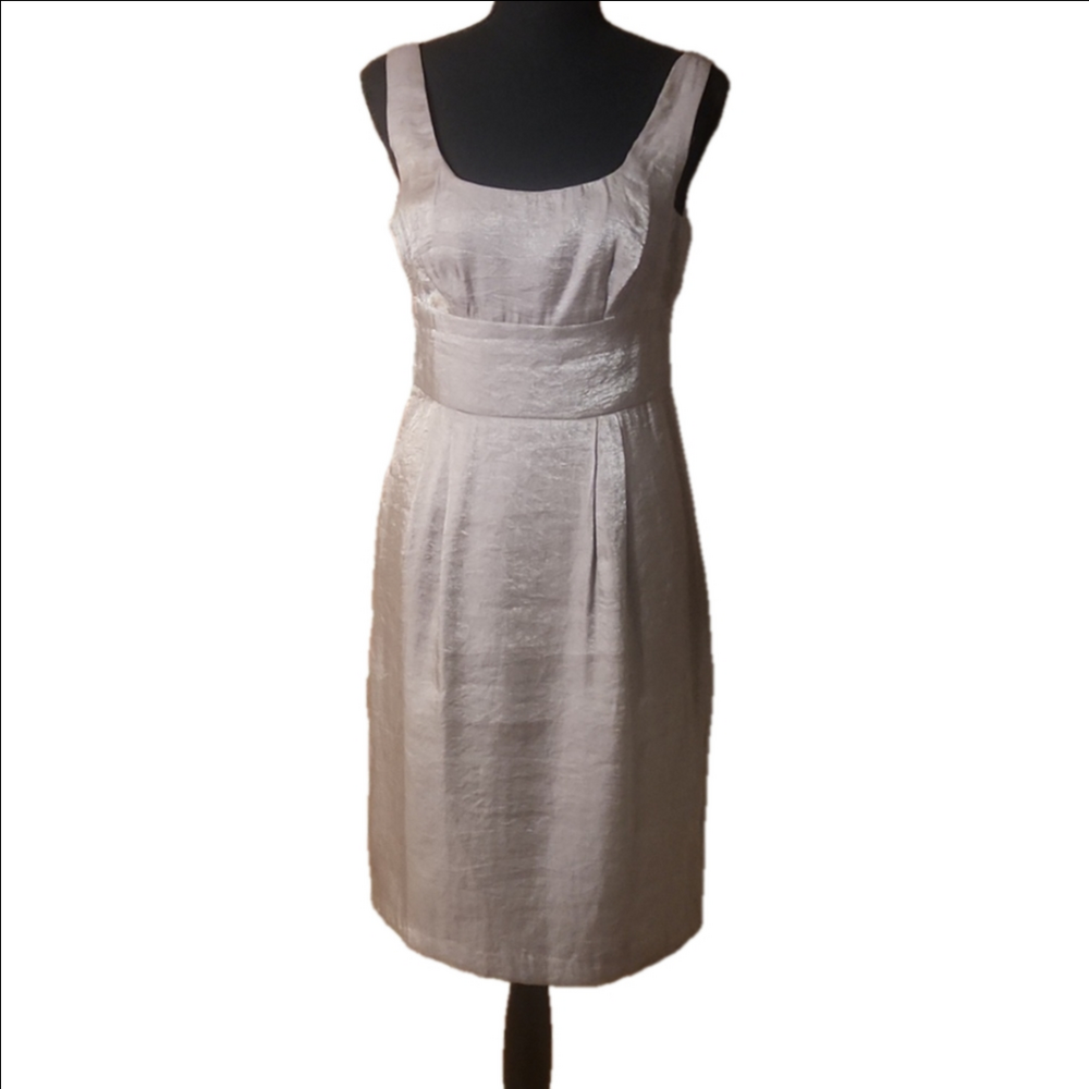 London Times Gray Sheath Midi Dress, Size 6